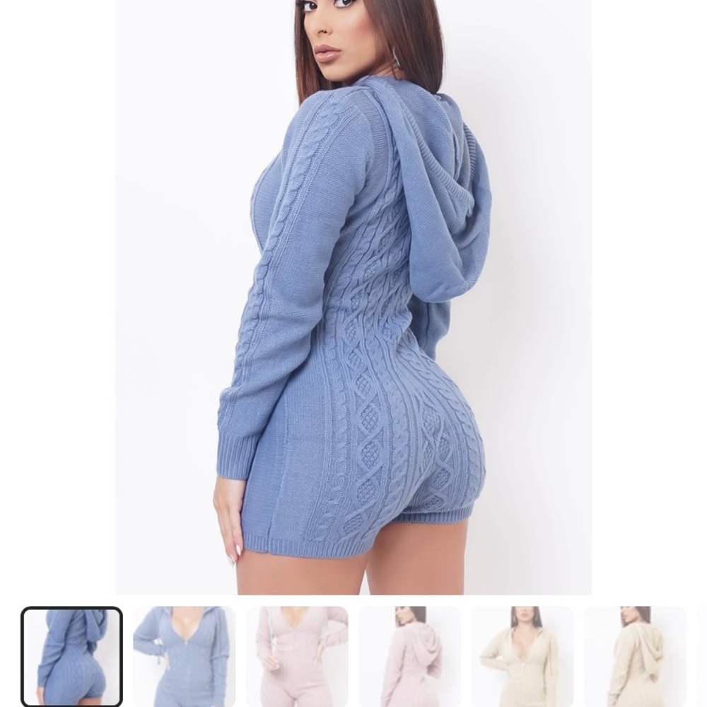 ISO Knitted Hoodie Romper Loungewear